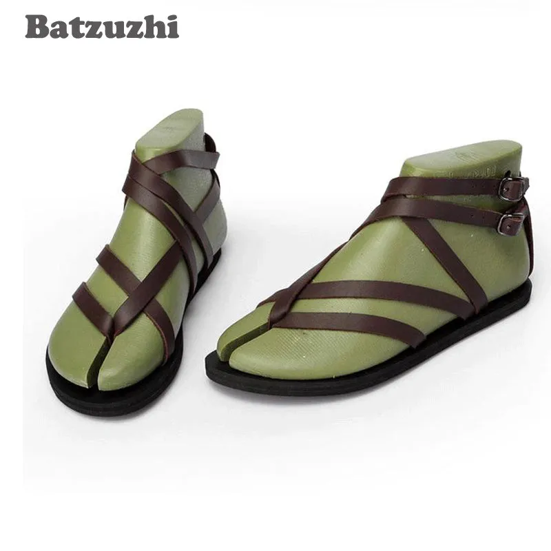 2020 Summer Sandal Shoes Black&Brown Gladiator Sandalias Mujer Men Beach Genuine Leather Sandals Rom