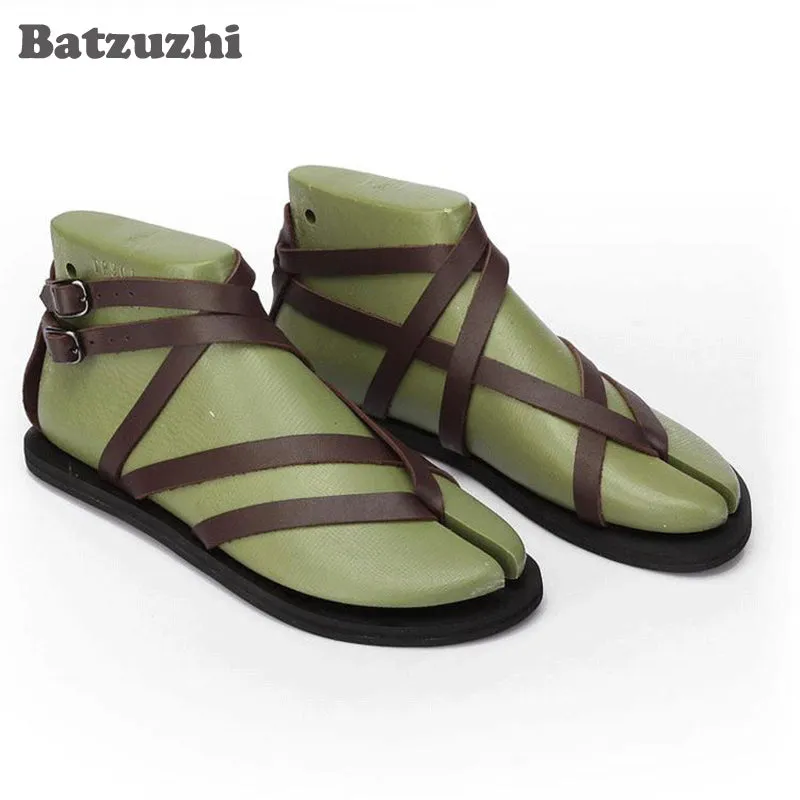 2020 Summer Sandal Shoes Black&Brown Gladiator Sandalias Mujer Men Beach Genuine Leather Sandals Rom