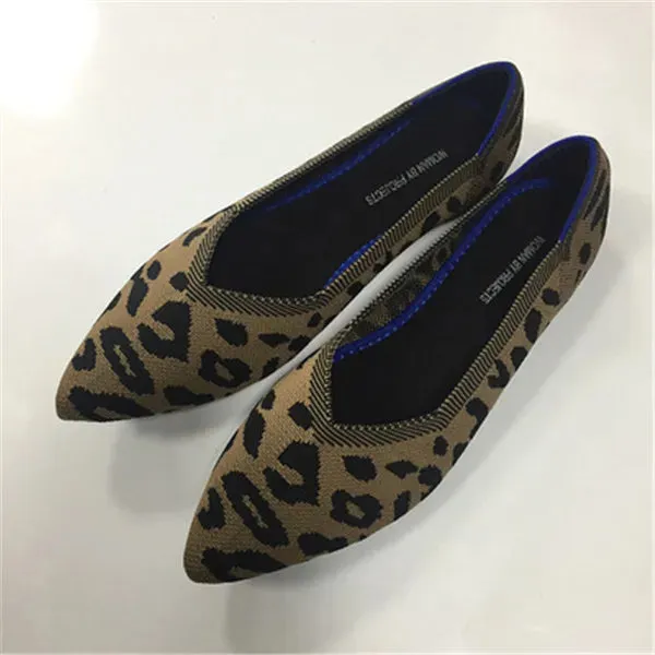 2022 Pointed Toe Flats Ladies Flat Shoes Ballet Breathable Knit Mocasines De Mujer Gestante Bailarin