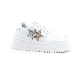 2STAR Sneaker 2 Stair Stelle Glitter Bianco Oro Argento 2SD3271