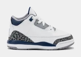 Air Jordan 3 Retro Midnight Navy Infant Toddler Lifestyle Shoes (White/Midnight Navy/Cement Grey) Free Shipping