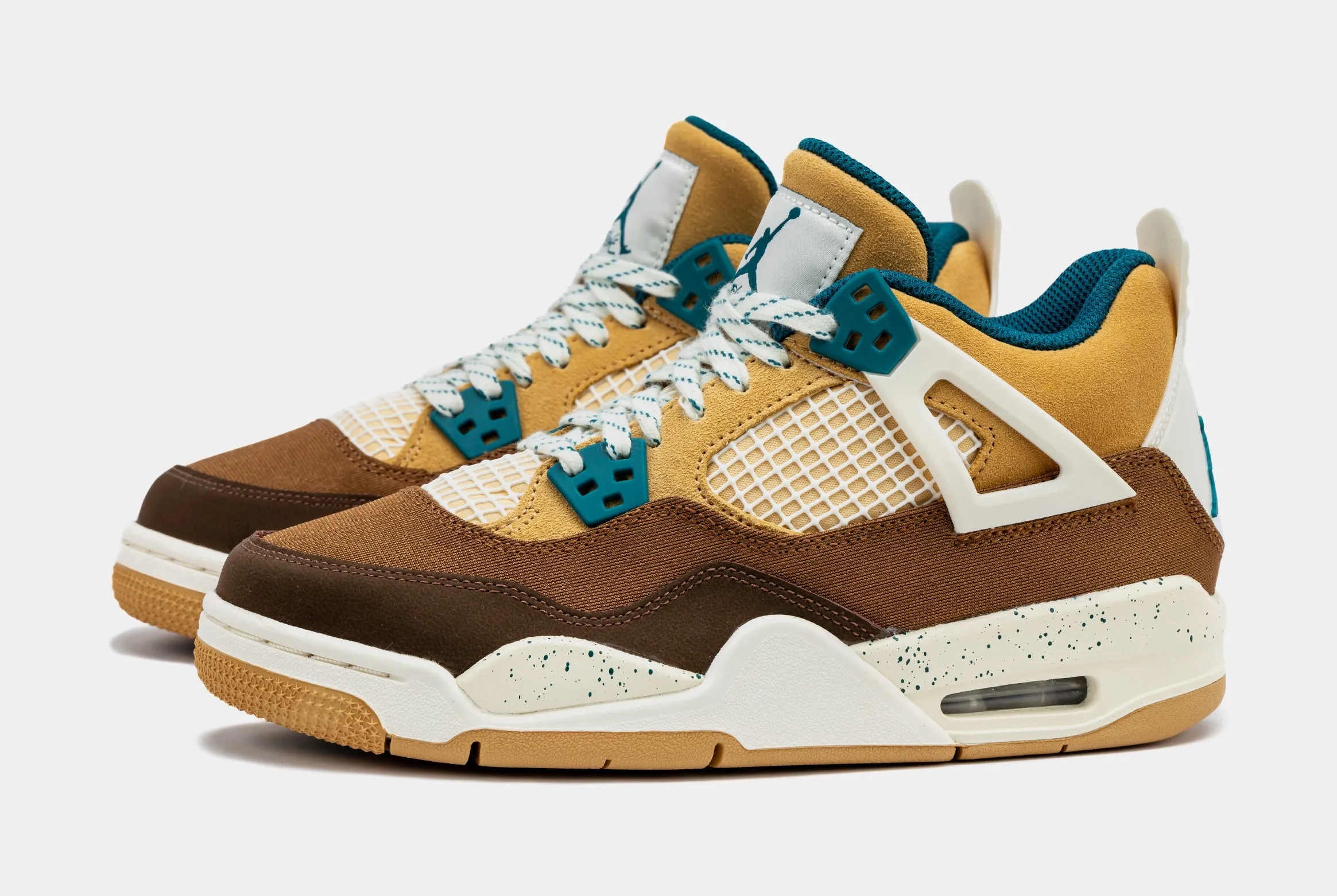 Air Jordan 4 Retro Cacao Wow Grade School Lifestyle Shoes (Cacao Wow/Geode Teal) Free Shipping