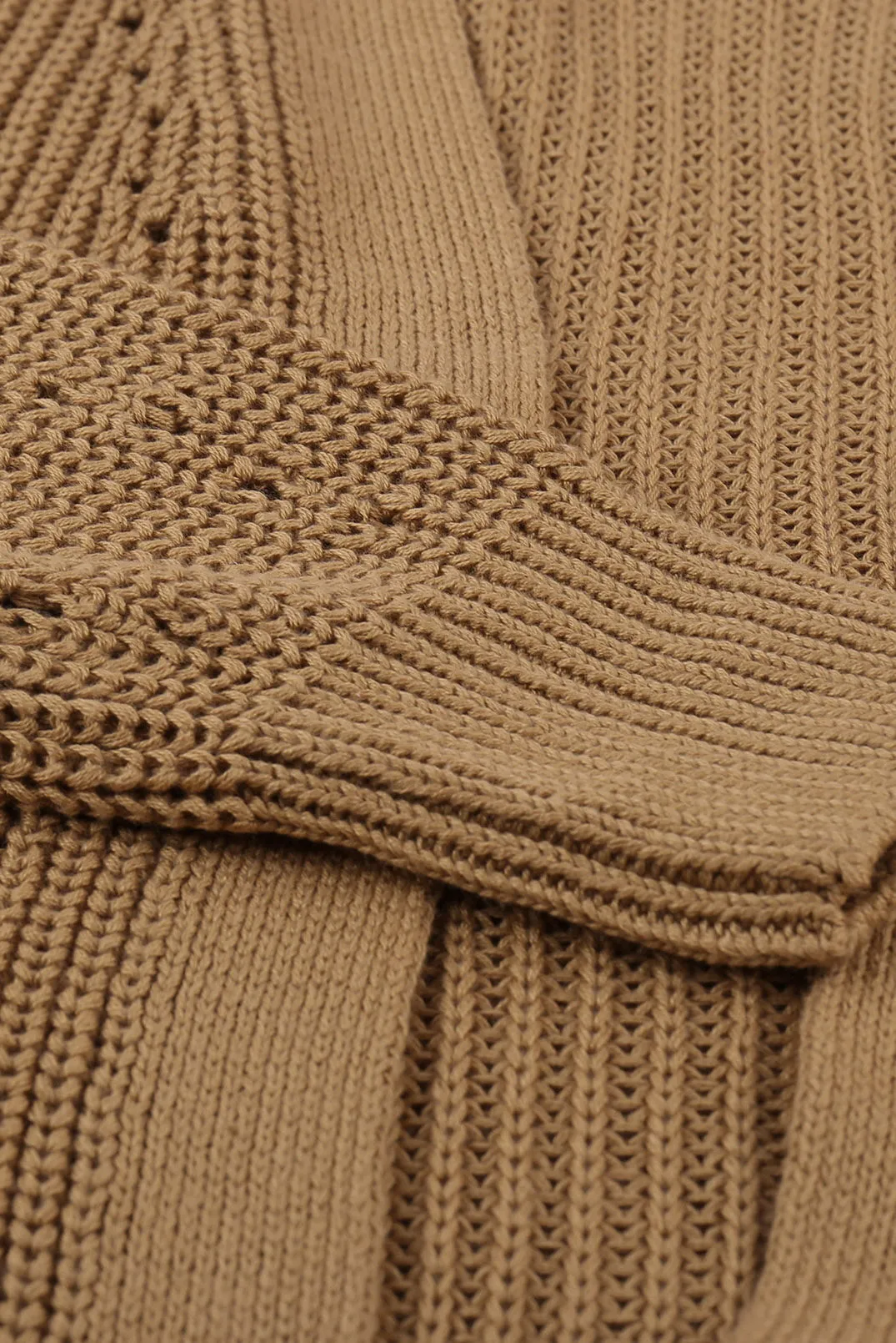 Apricot Drop Sleeve Slits Cable Knit Cardigan