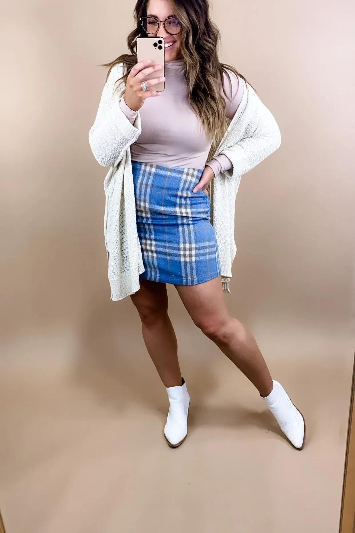 As If- Blue Plaid Mini Skirt