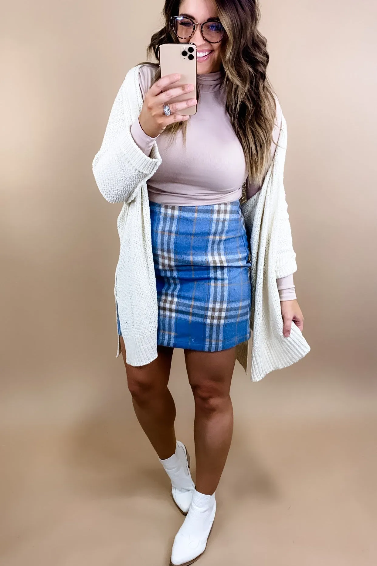 As If- Blue Plaid Mini Skirt