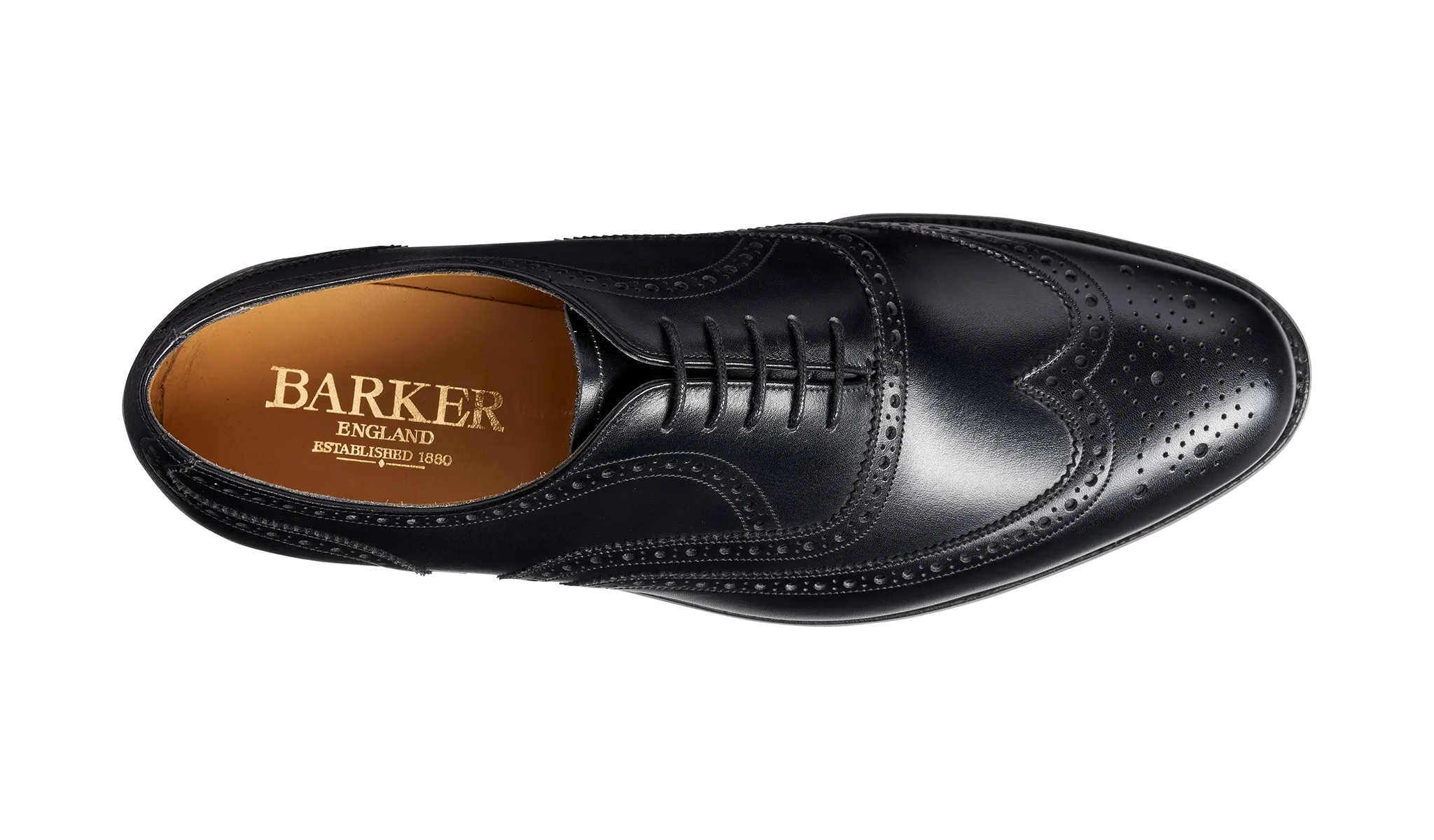 Barker Malton Full Wing Brogue Shoe -Black Calf