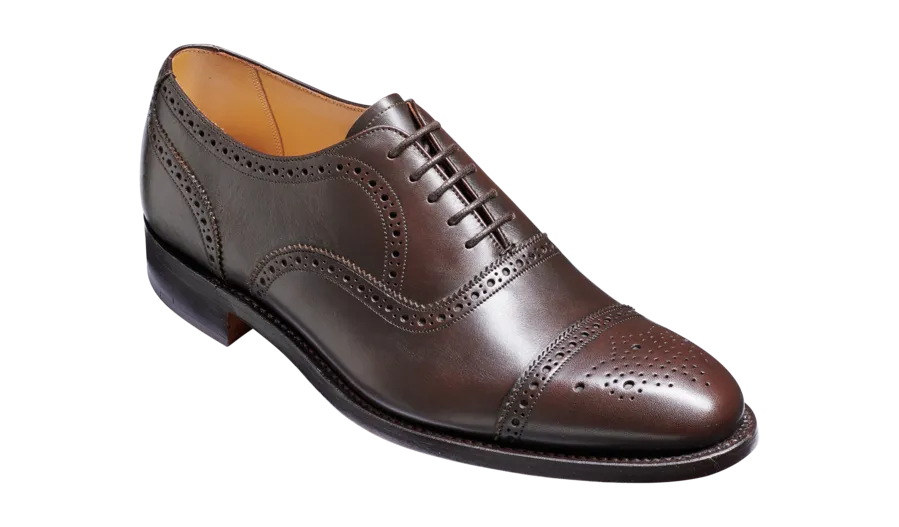 Barker Mirfield Oxford Semi Brogue Shoe - Expresso Calf