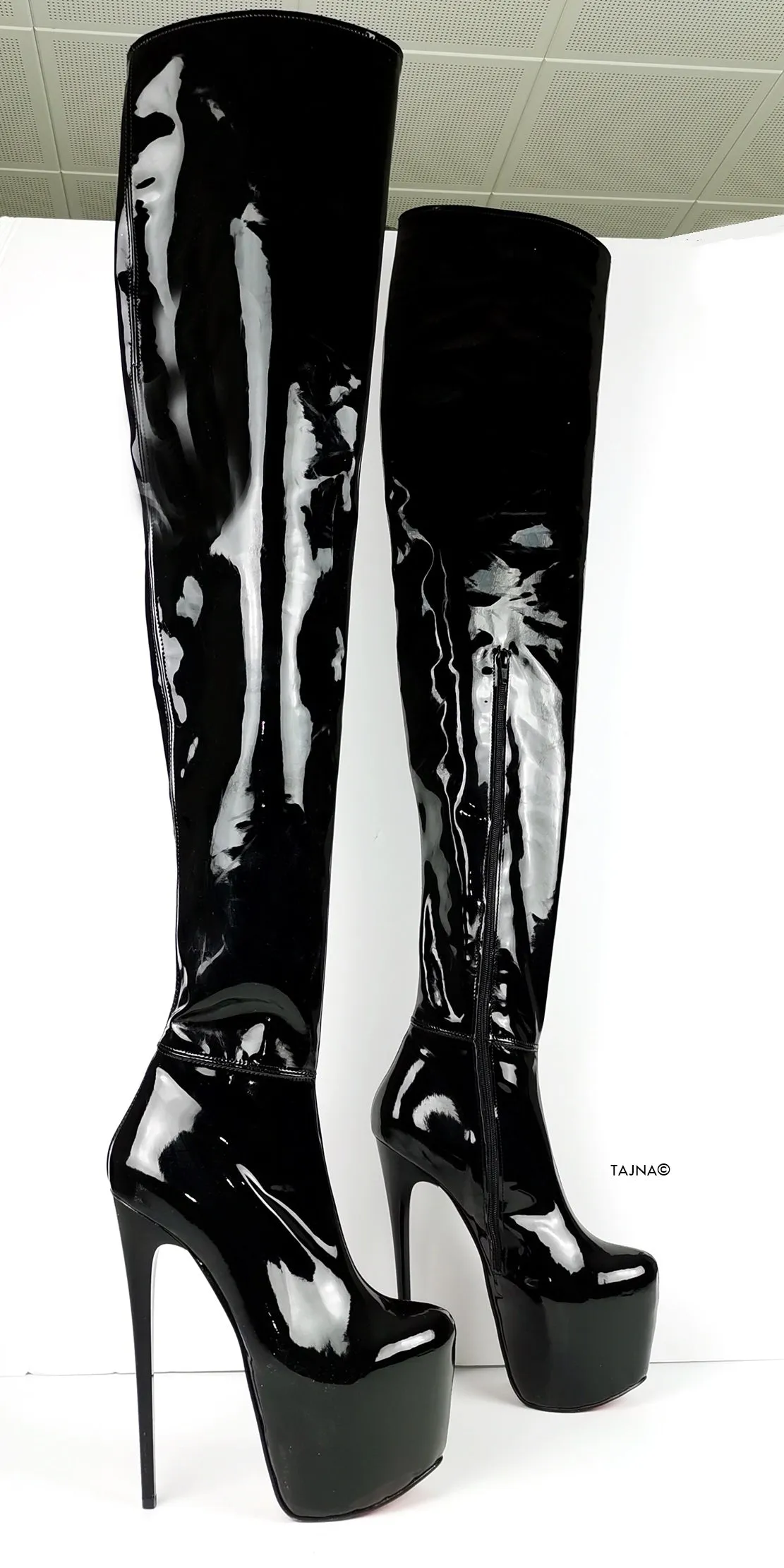 Black Patent 100 cm Extreme Ultra High Thigh Boots