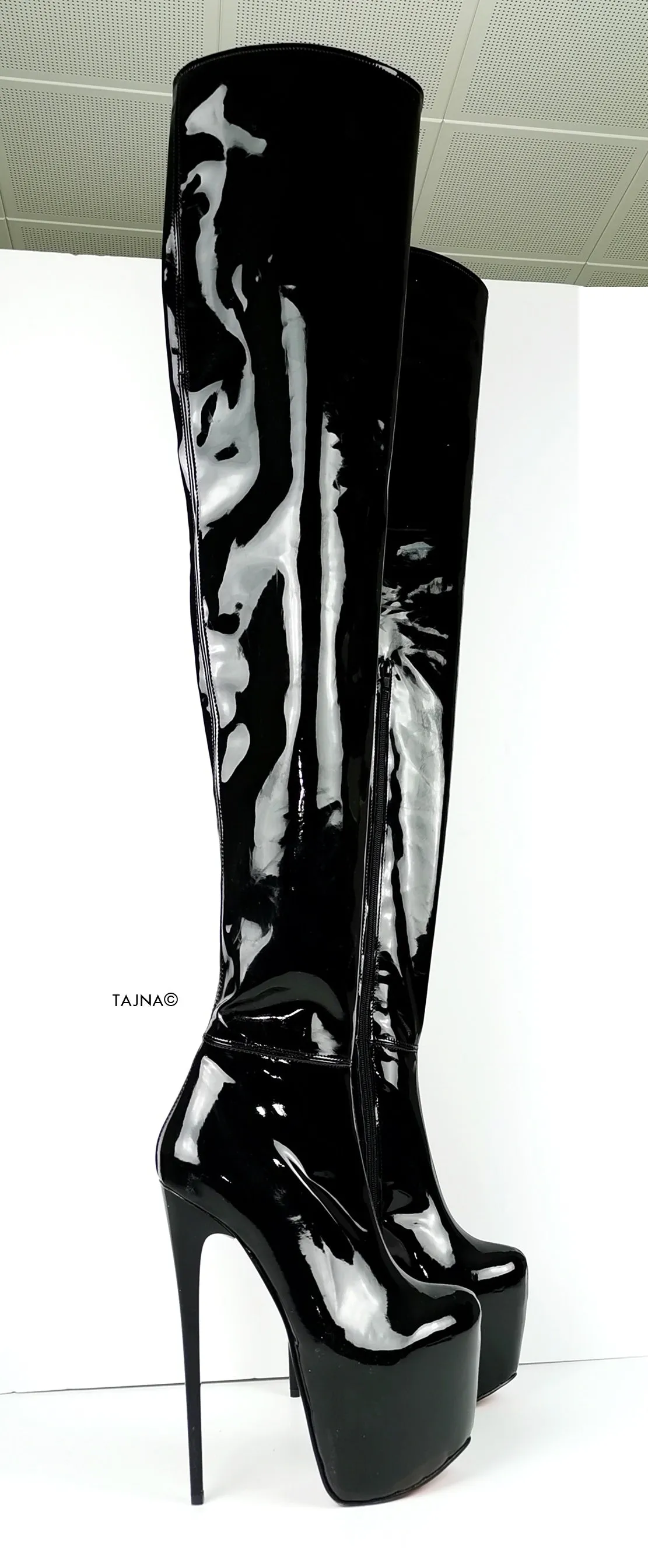 Black Patent 100 cm Extreme Ultra High Thigh Boots