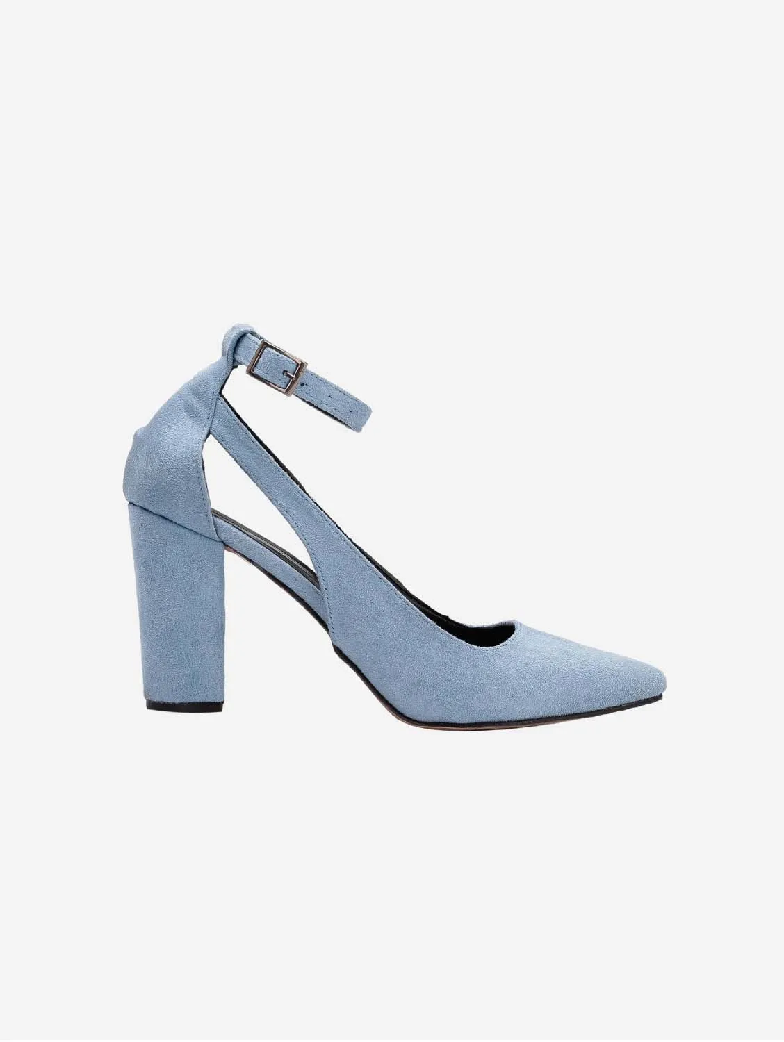 Colette Vegan Suede Block Heels | Baby Blue