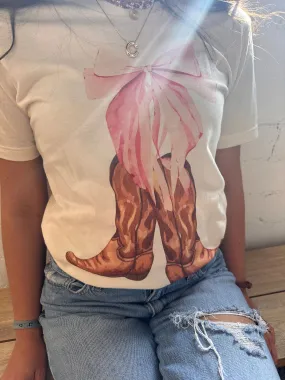 Cowgirl Boots and Pink Bow Tee