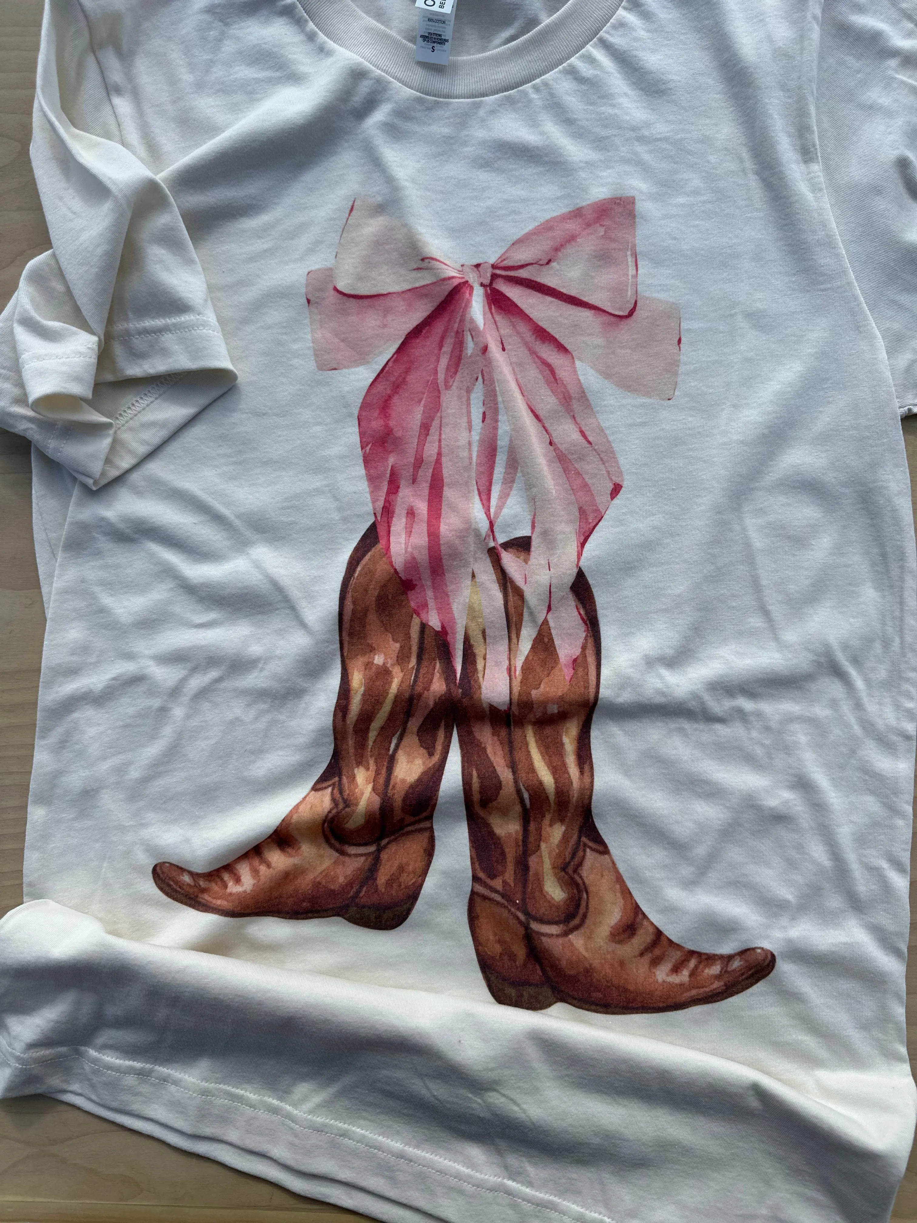 Cowgirl Boots and Pink Bow Tee