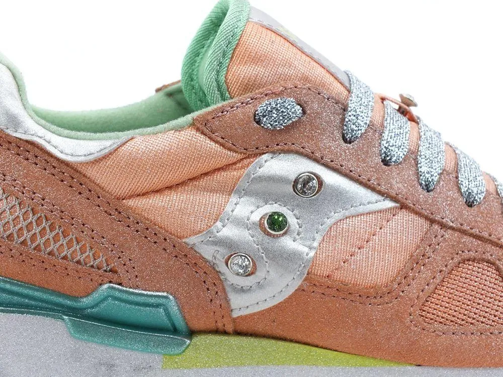 CUSTOM / SAUCONY Shadow Sneaker Melon Green Silver Spray S1108-746