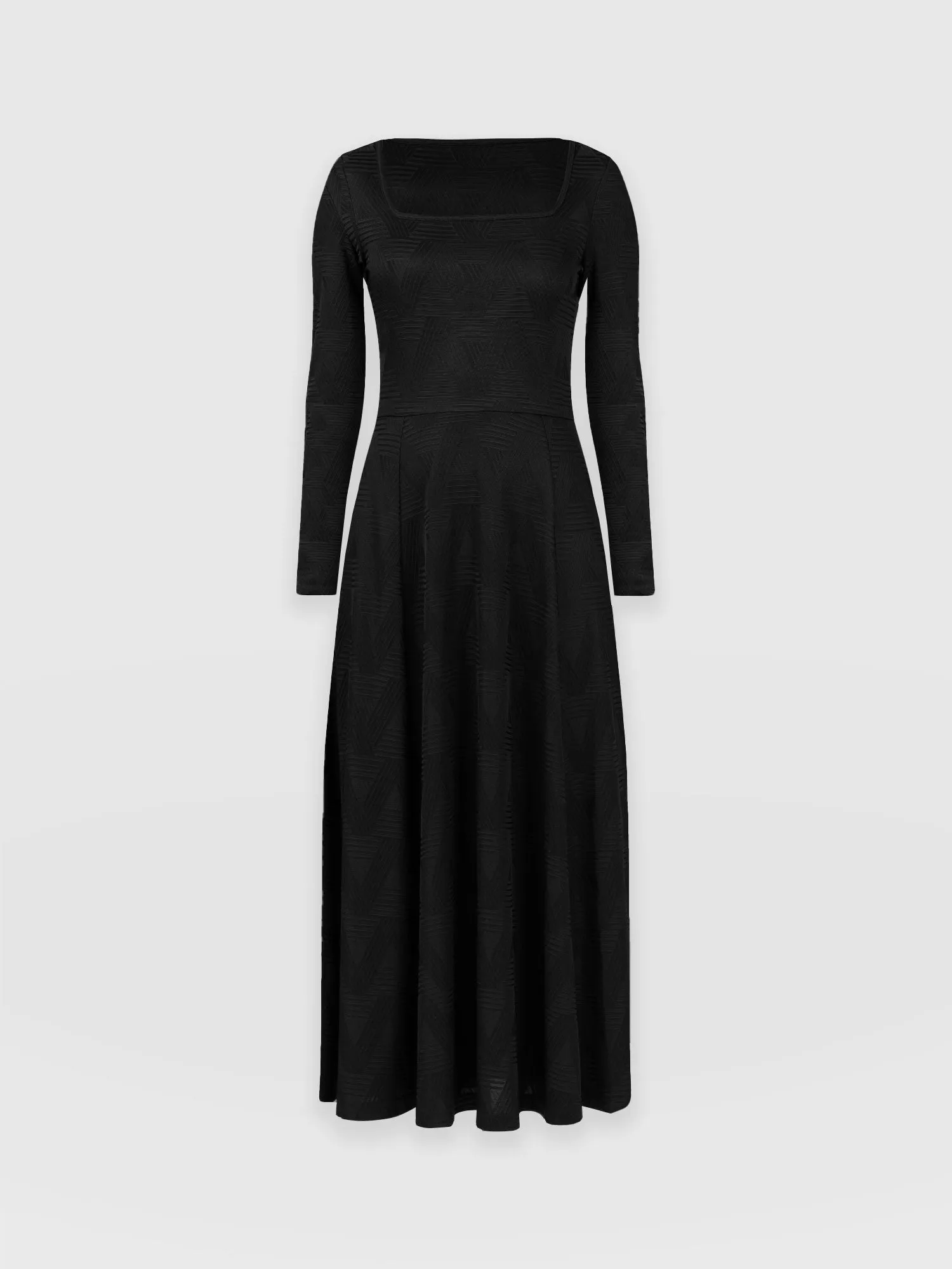 Darcey Flared Dress - Black Jacquard