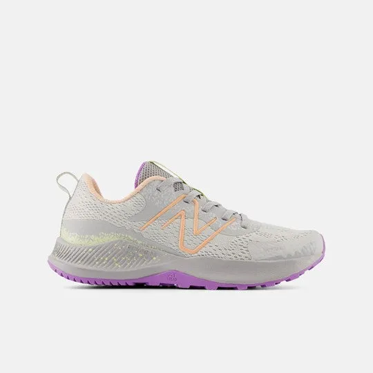 DynaSoft Nitrel v5 Trail Shoe - Grey Matter with Guava Ice and Purple Fade