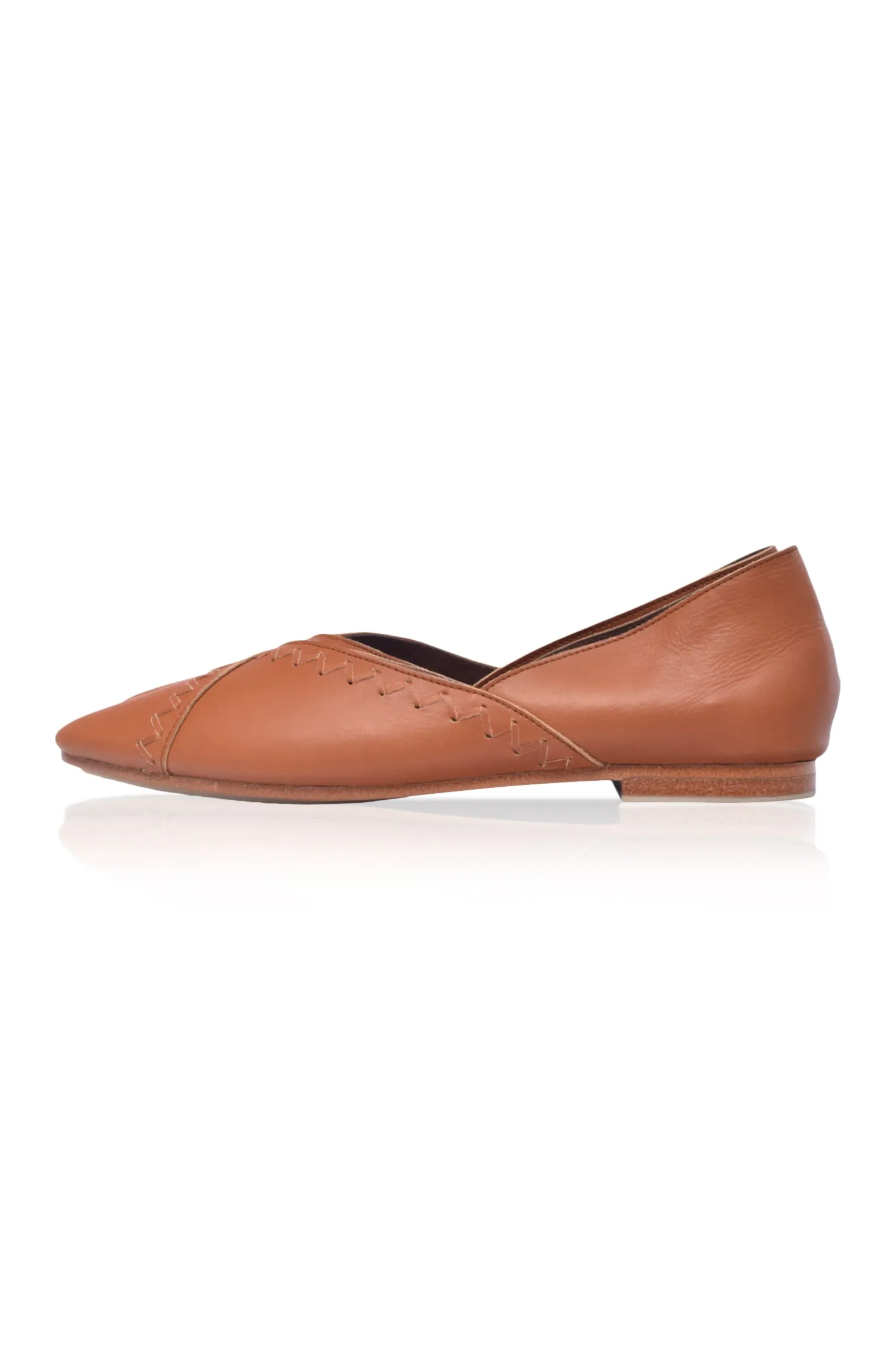 Elle Pointy Toe Leather Ballet Flats