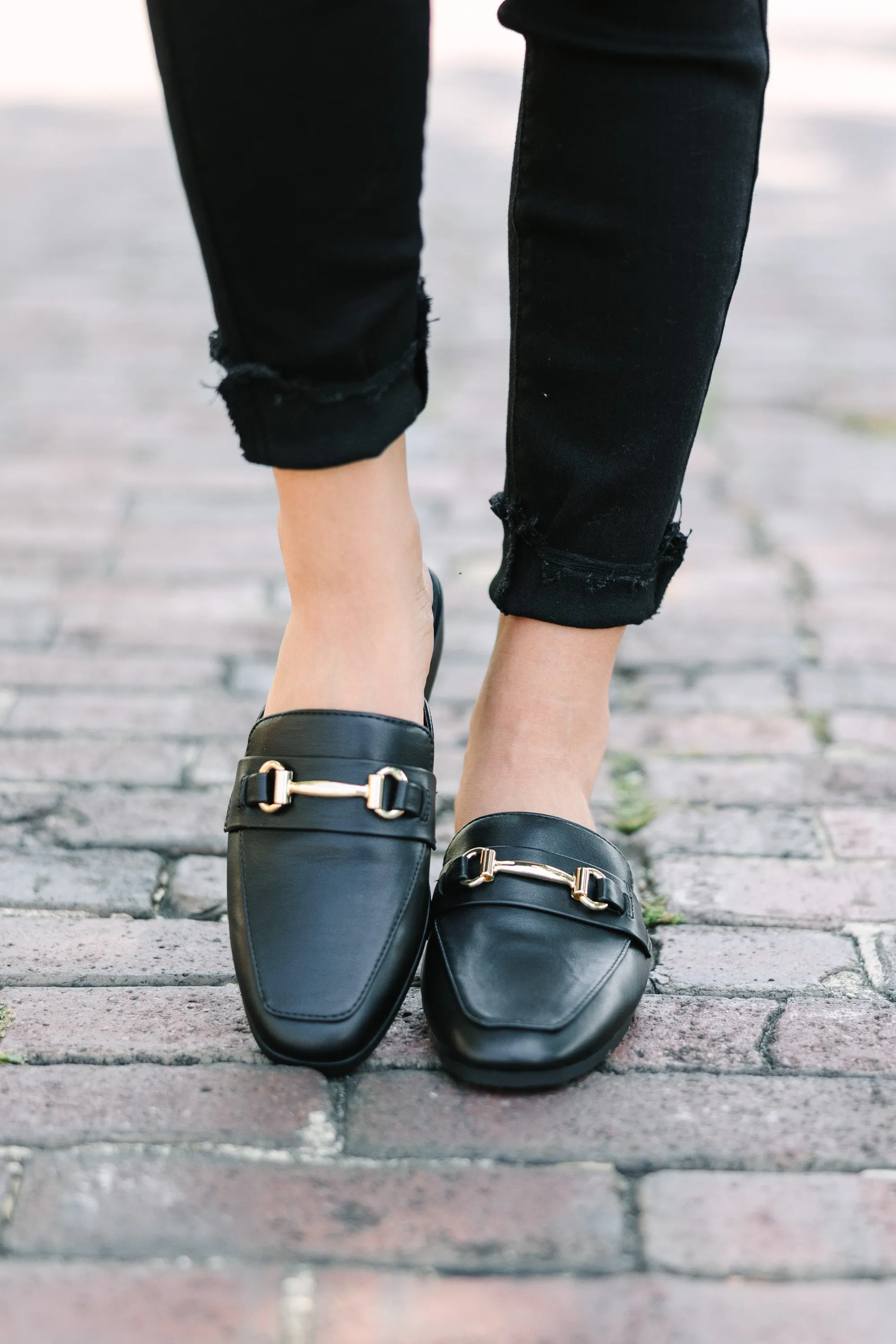 Feeling Connected Black Loafer Mules