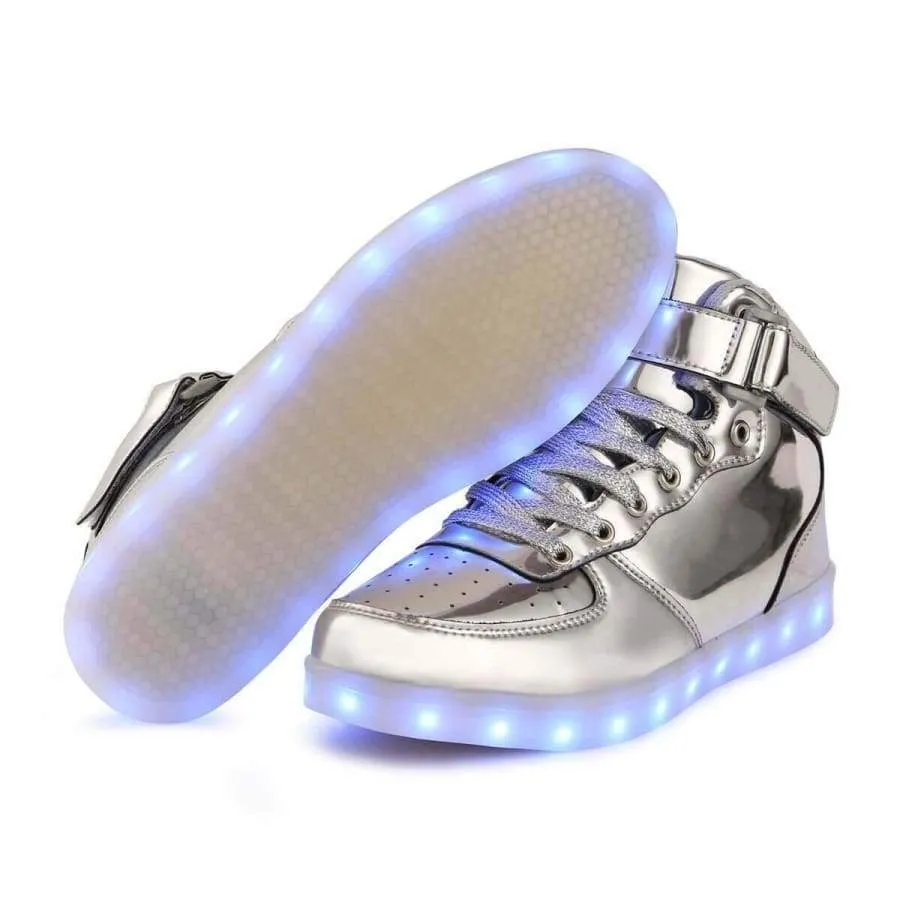 Flashez - Silver High Top LED Trainers