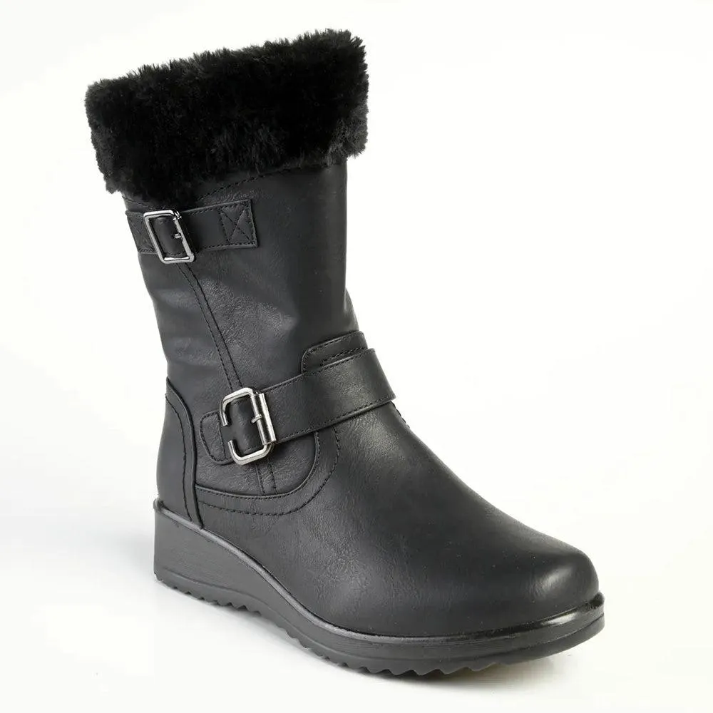 Franco Rossi Short Casual Bootie with Buckle - Black