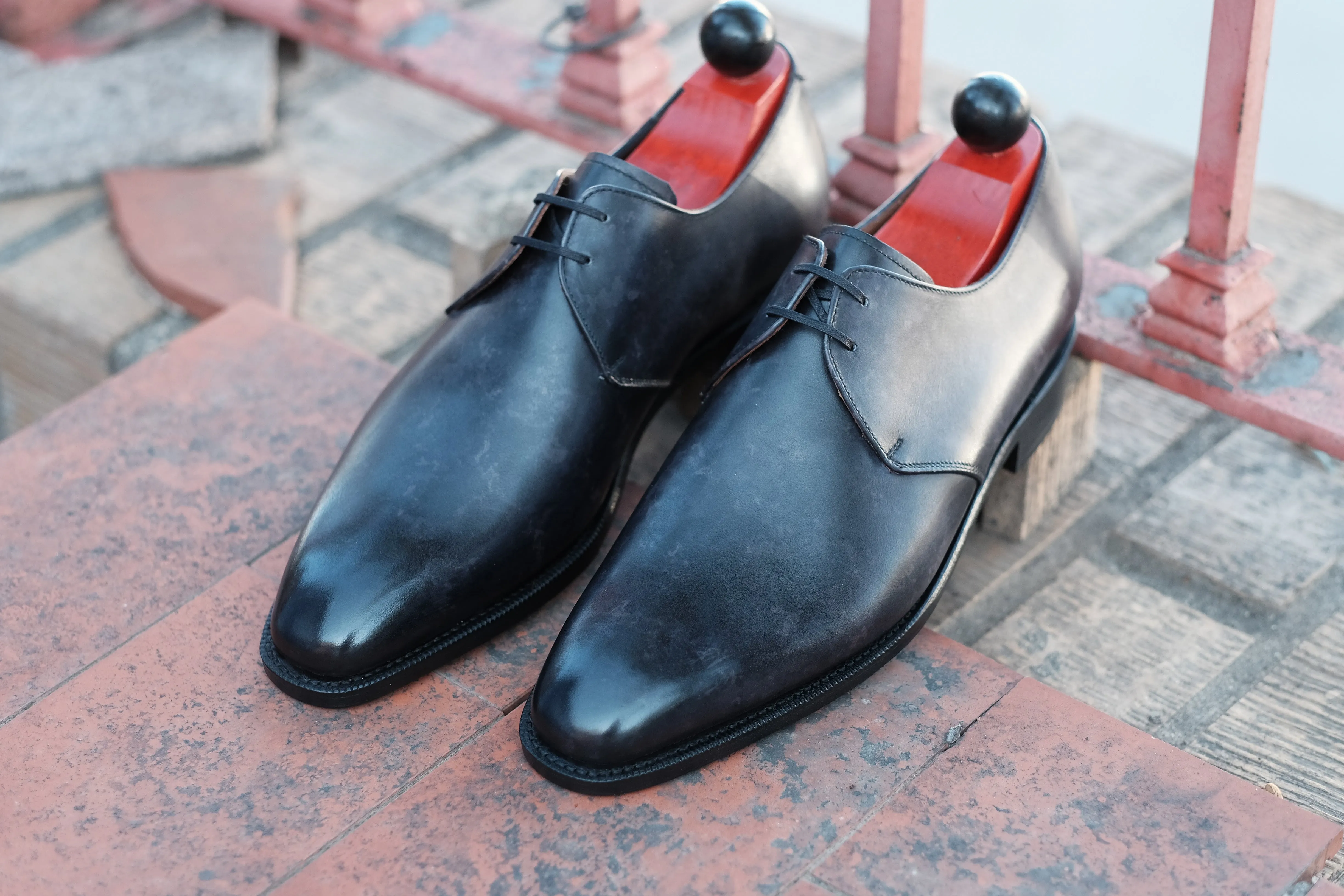 Fremont - MTO - Black Marble Patina - LPB Last - Single Leather Sole