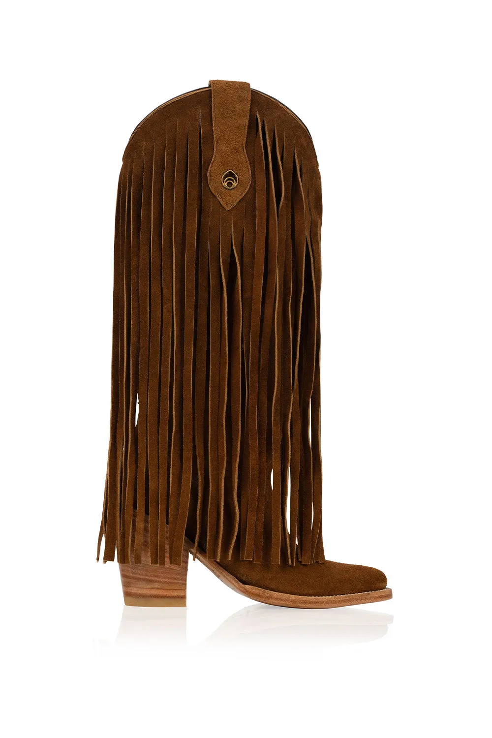 Fringe Atlas Boots in Honey Suede