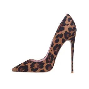 High Heels Pumps Flock Leopard Print