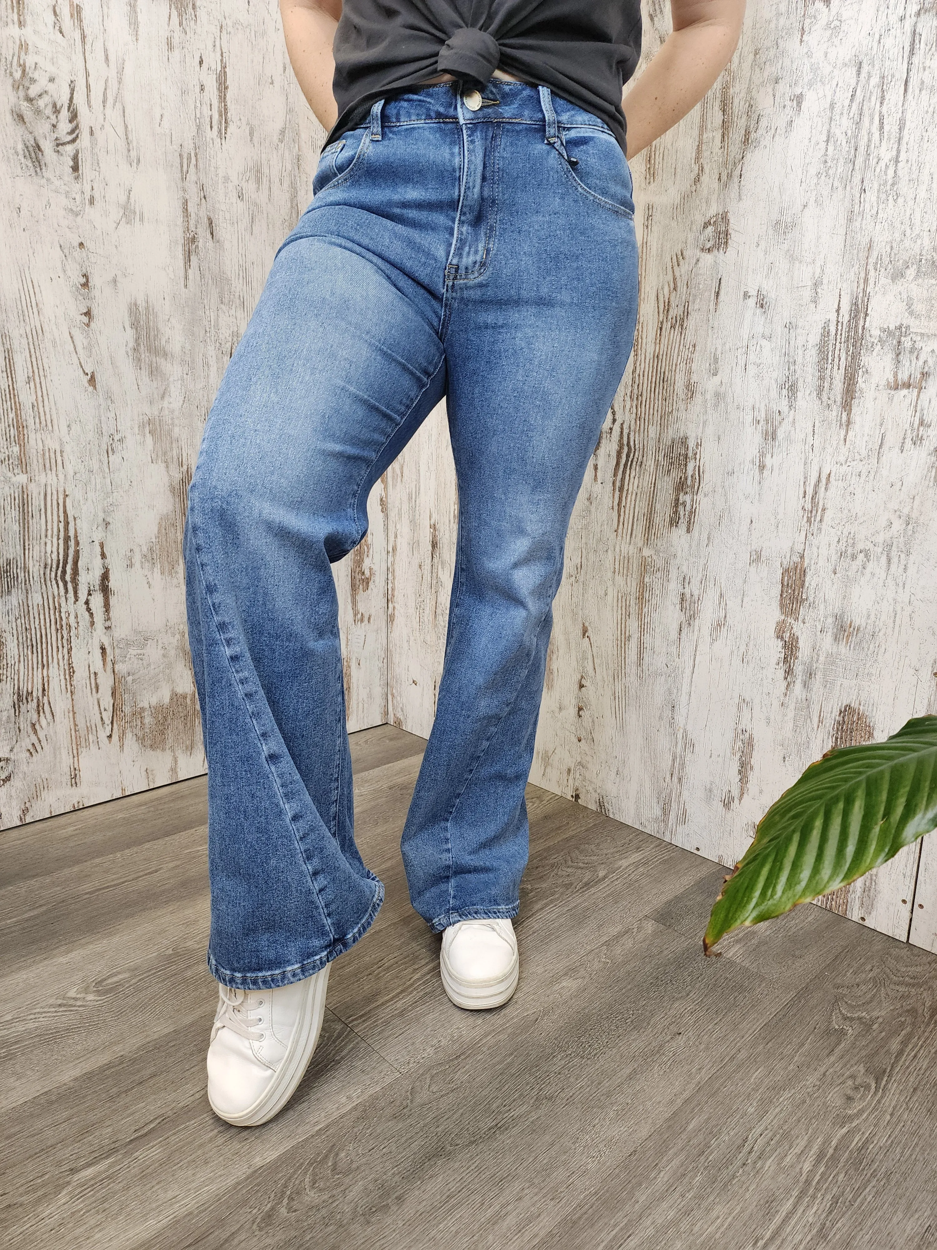 Jade Stretch High Rise Flare Leg Denim Jeans - Blue