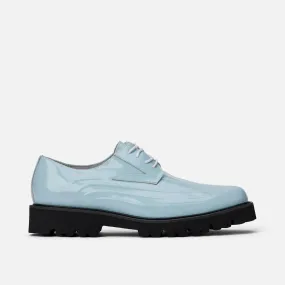 Jayden Light Blue Patent Leather Lug Sole Derby Shoes