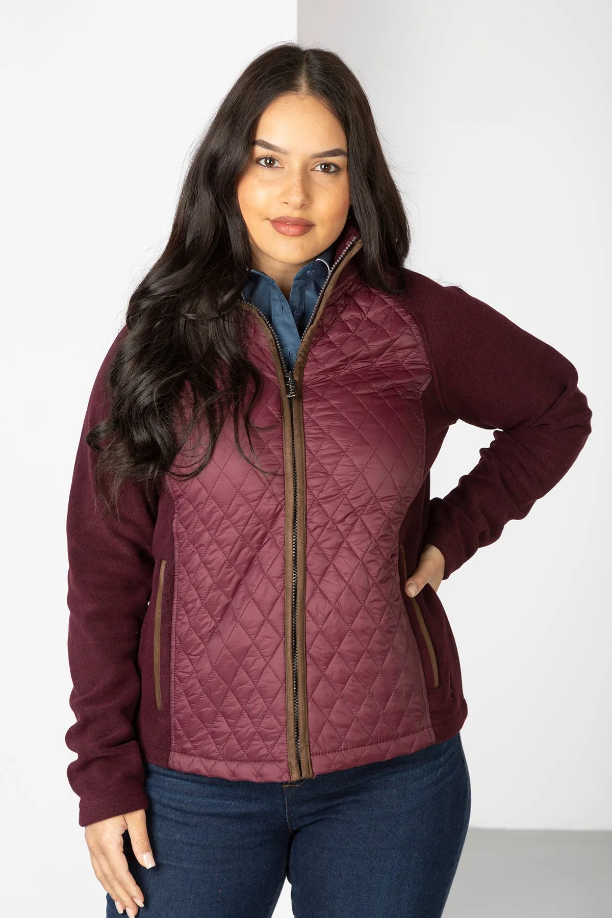 Ladies Diamond Quilted Hybrid Jacket - Huggate