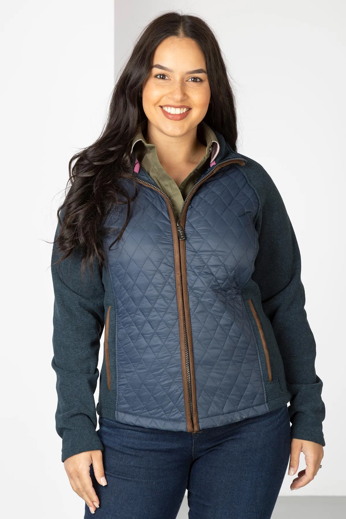 Ladies Diamond Quilted Hybrid Jacket - Huggate