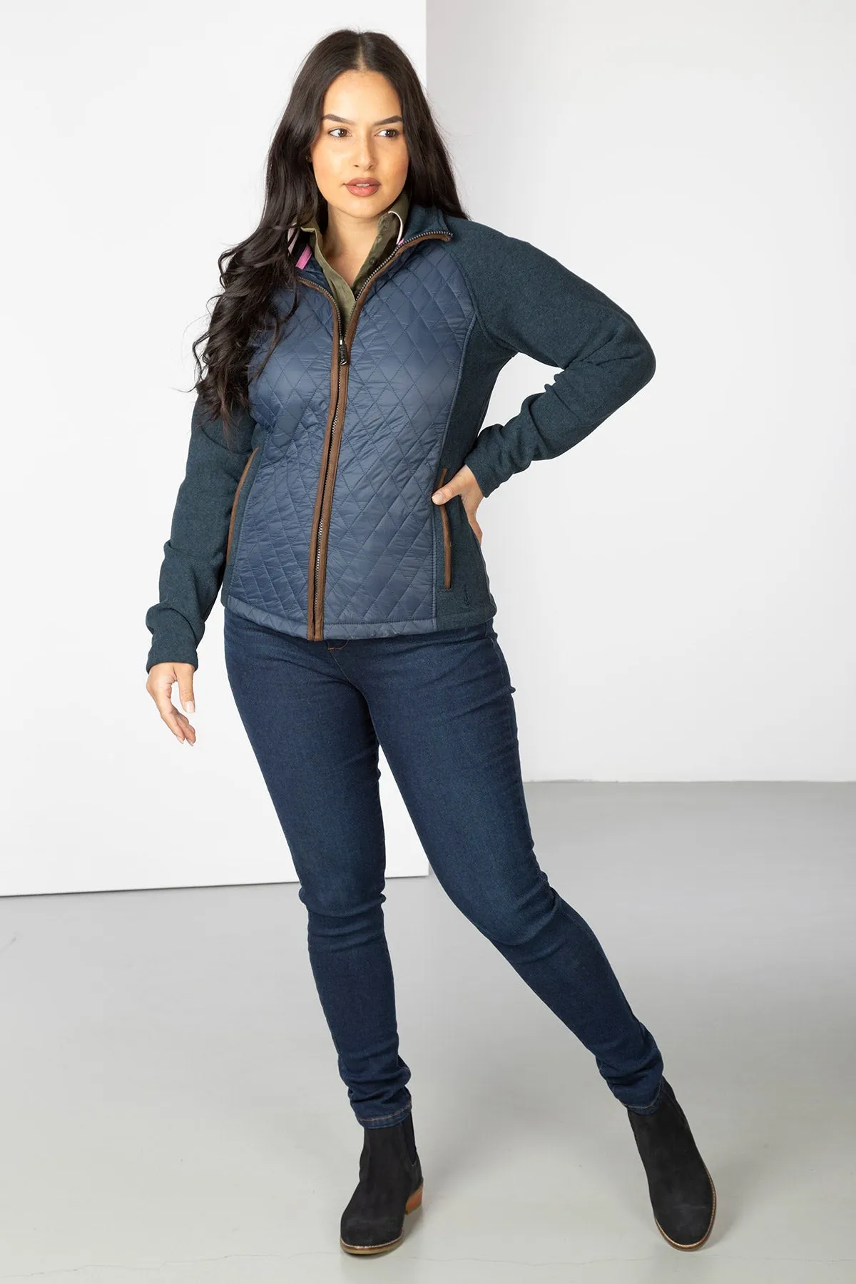 Ladies Diamond Quilted Hybrid Jacket - Huggate