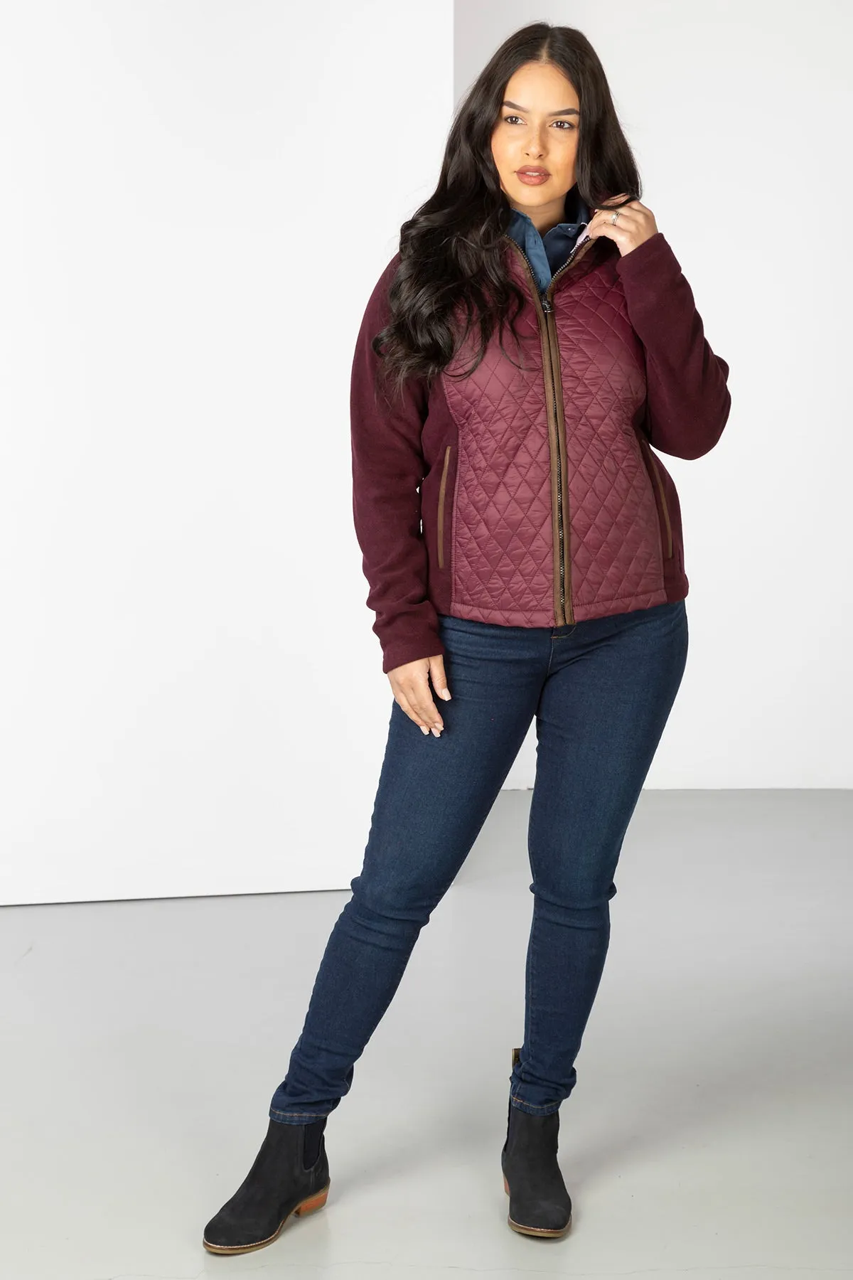 Ladies Diamond Quilted Hybrid Jacket - Huggate