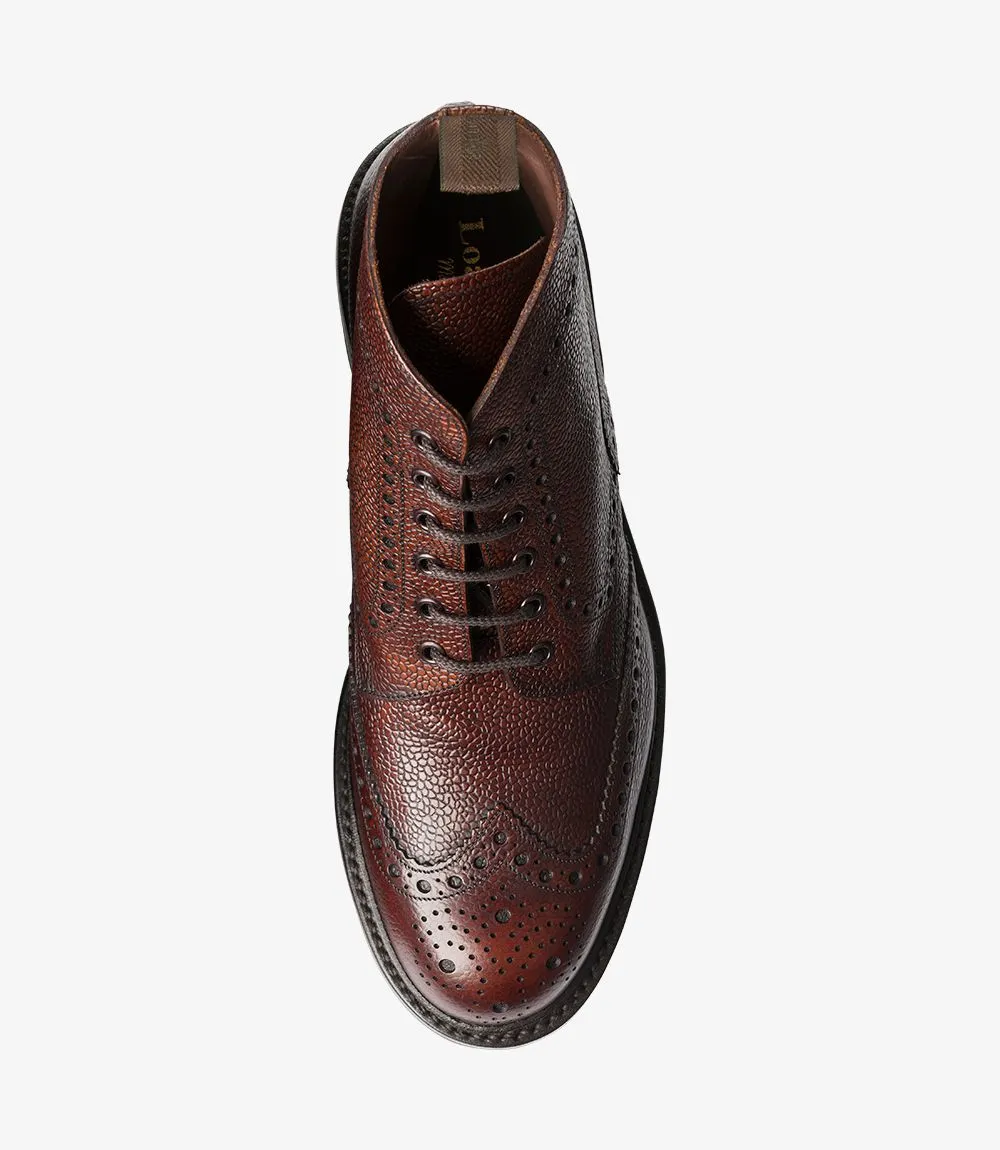 LOAKE Bedale Brogue Boot - Oxblood Grain Calf