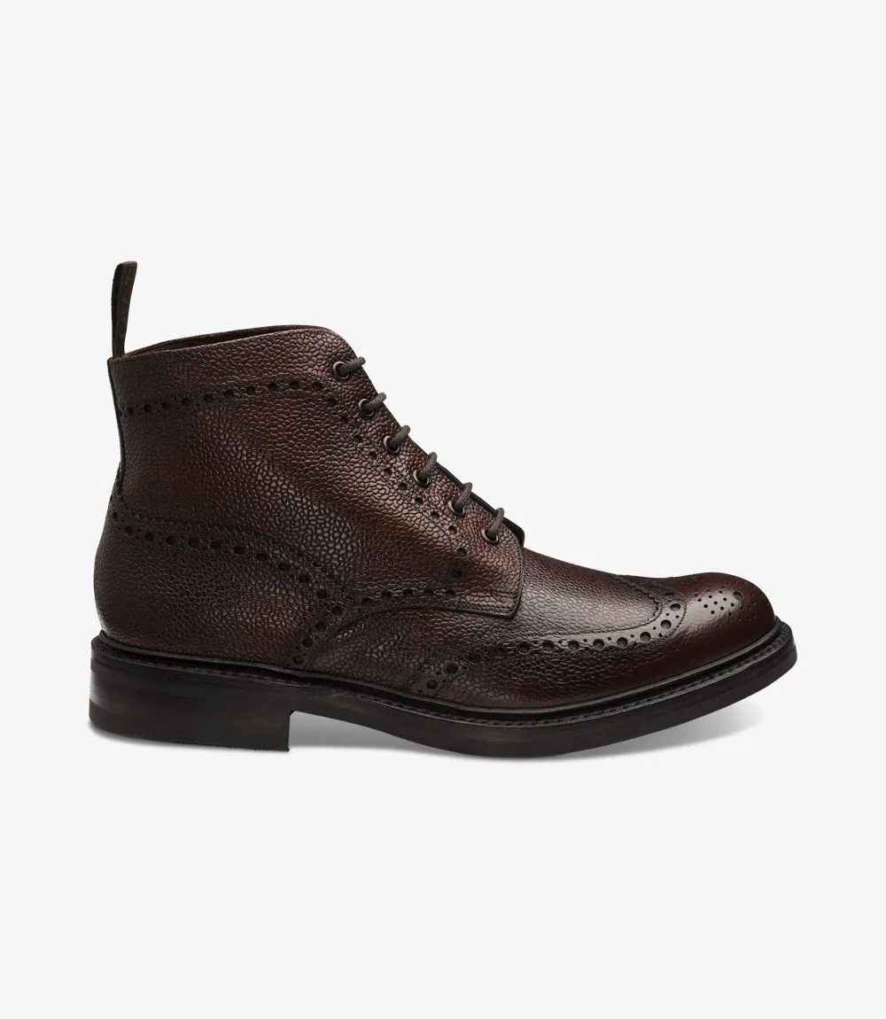 LOAKE Bedale Brogue Boot - Oxblood Grain Calf