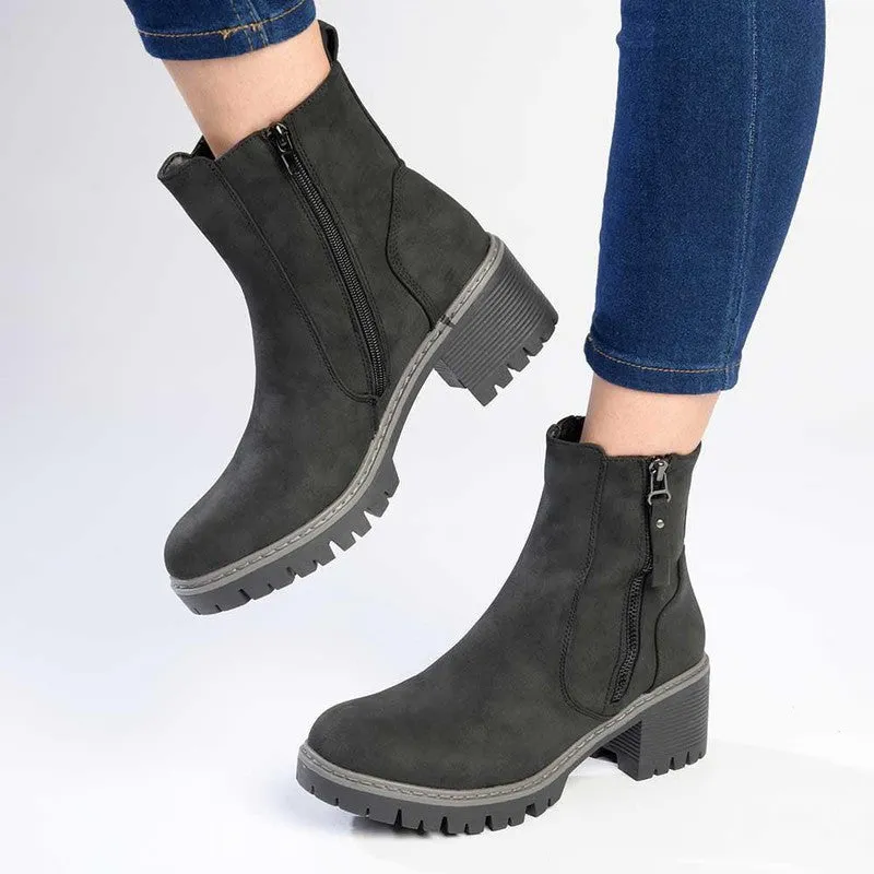 Madison Florence Suede Side Zip Boot - Black