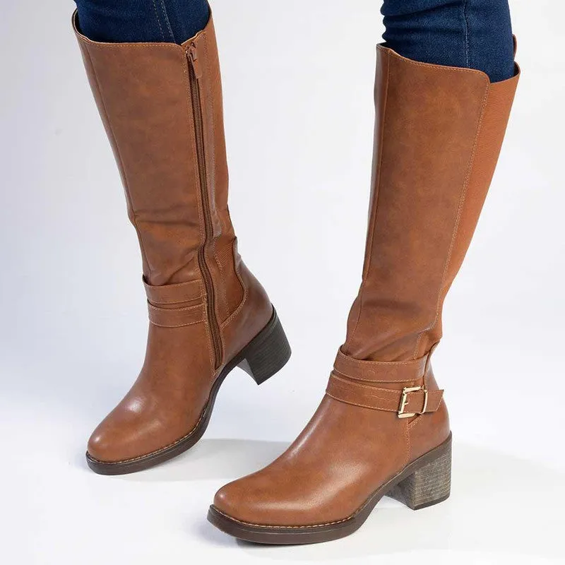 Madison Gabriella Long Boots - Tan