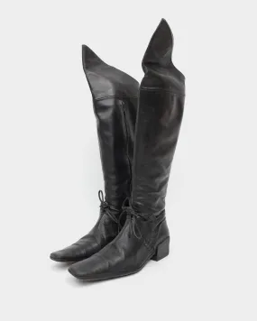 Marithé Francois Girbaud Laced High Leather Boots 1990's