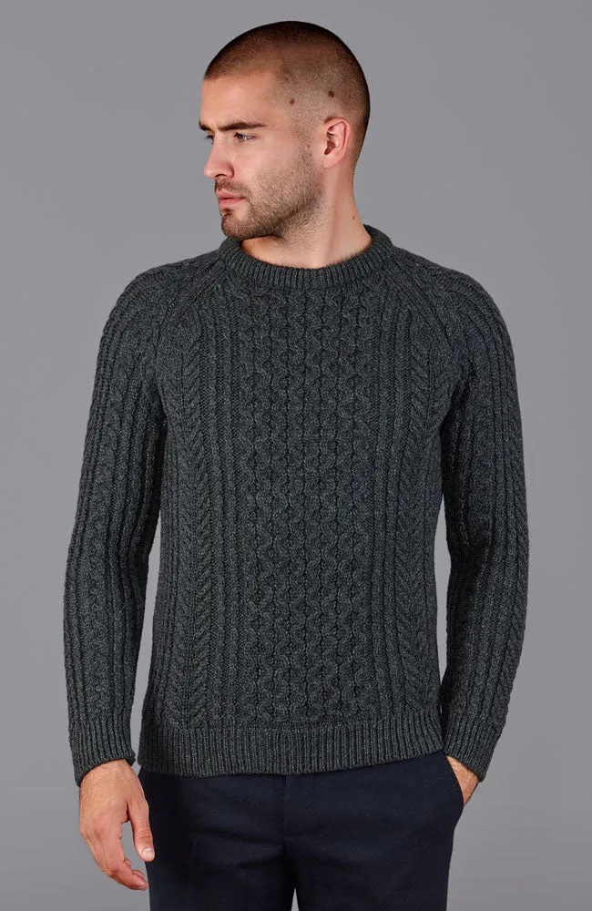 Mens 100% Chunky Merino Wool Fisherman's Jumper