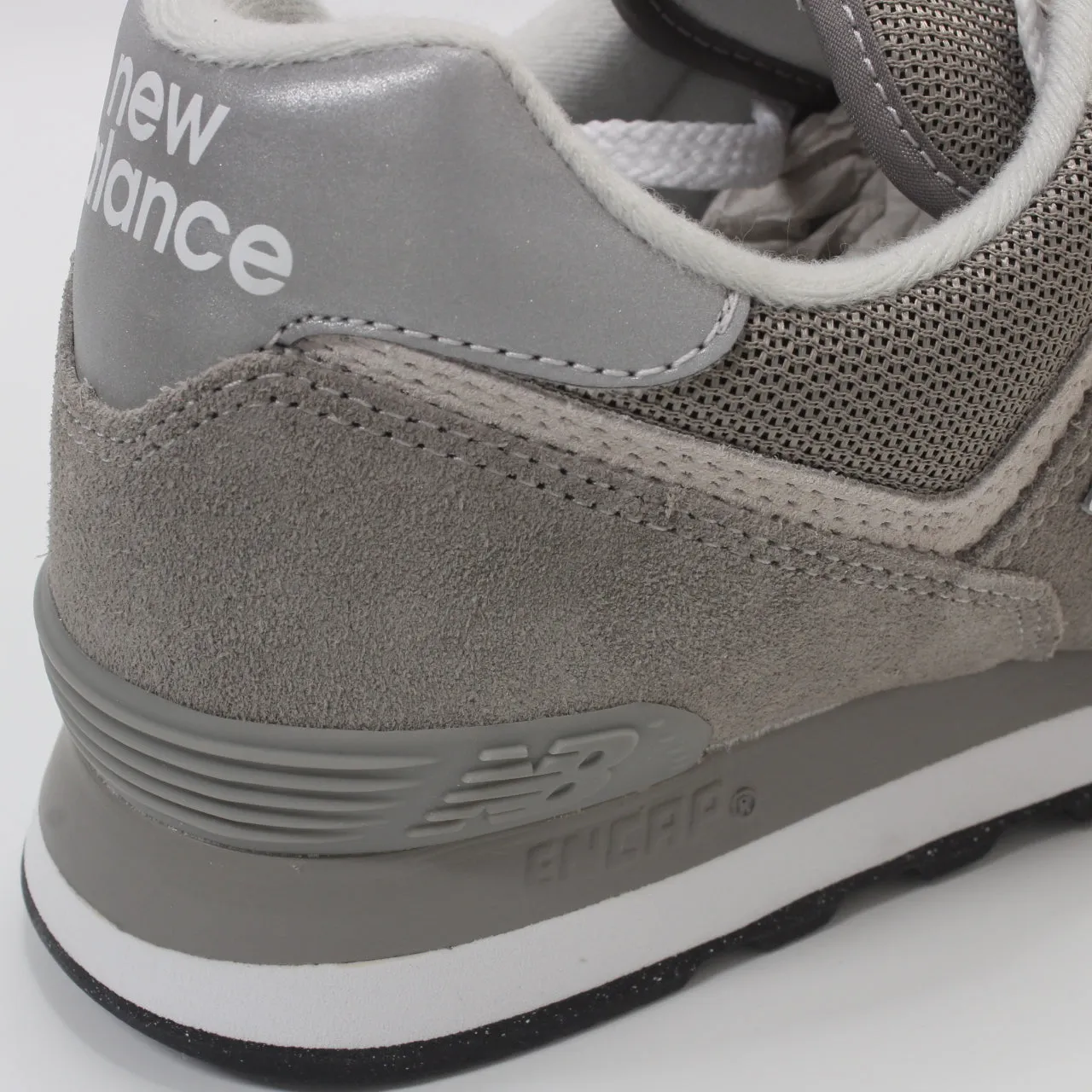 Mens New Balance 574 Grey White Green Leaf Trainers