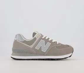 Mens New Balance 574 Grey White Green Leaf Trainers