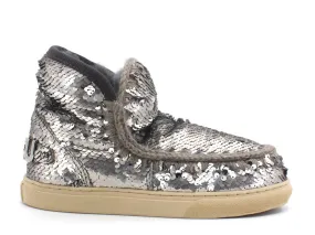 MOU Eskimo Sneaker Big Metal Logo Stivale Pelo Pailettes Sequins Gun Metal MU.FW111008G