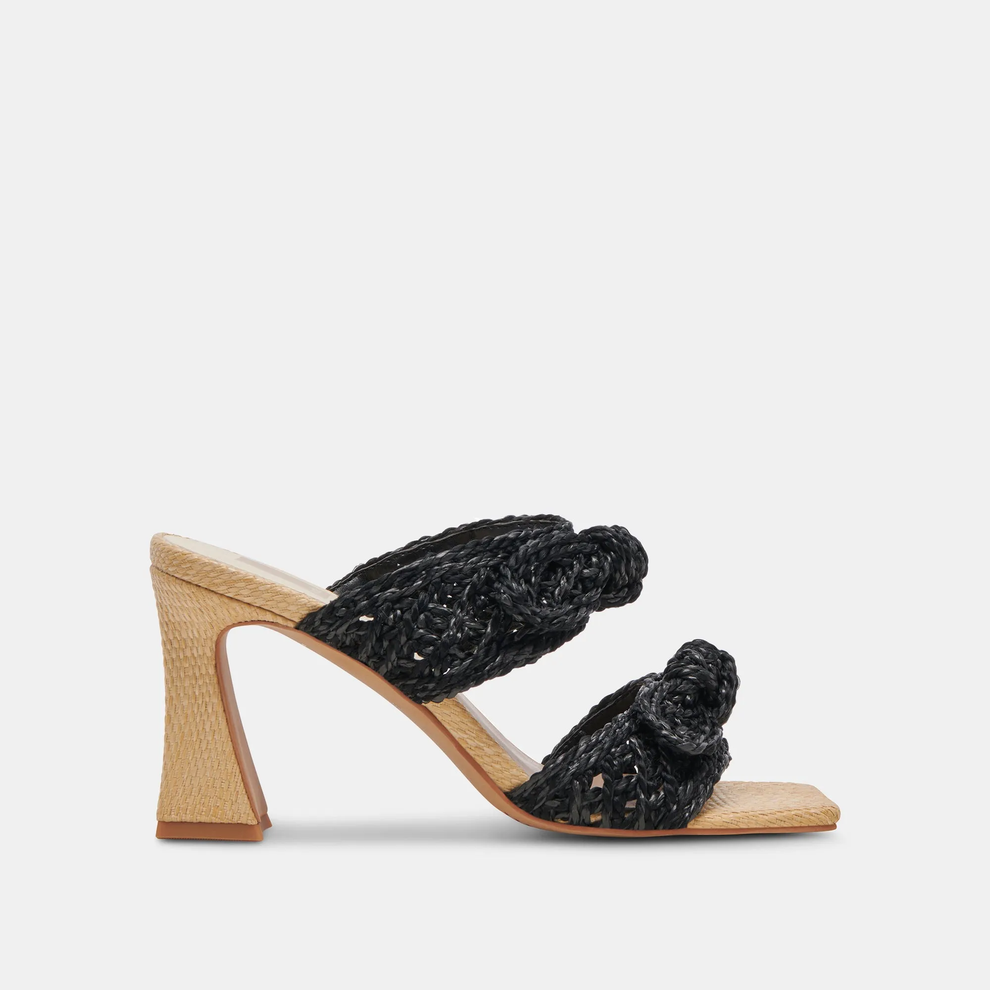 NIYAH HEELS ONYX RAFFIA