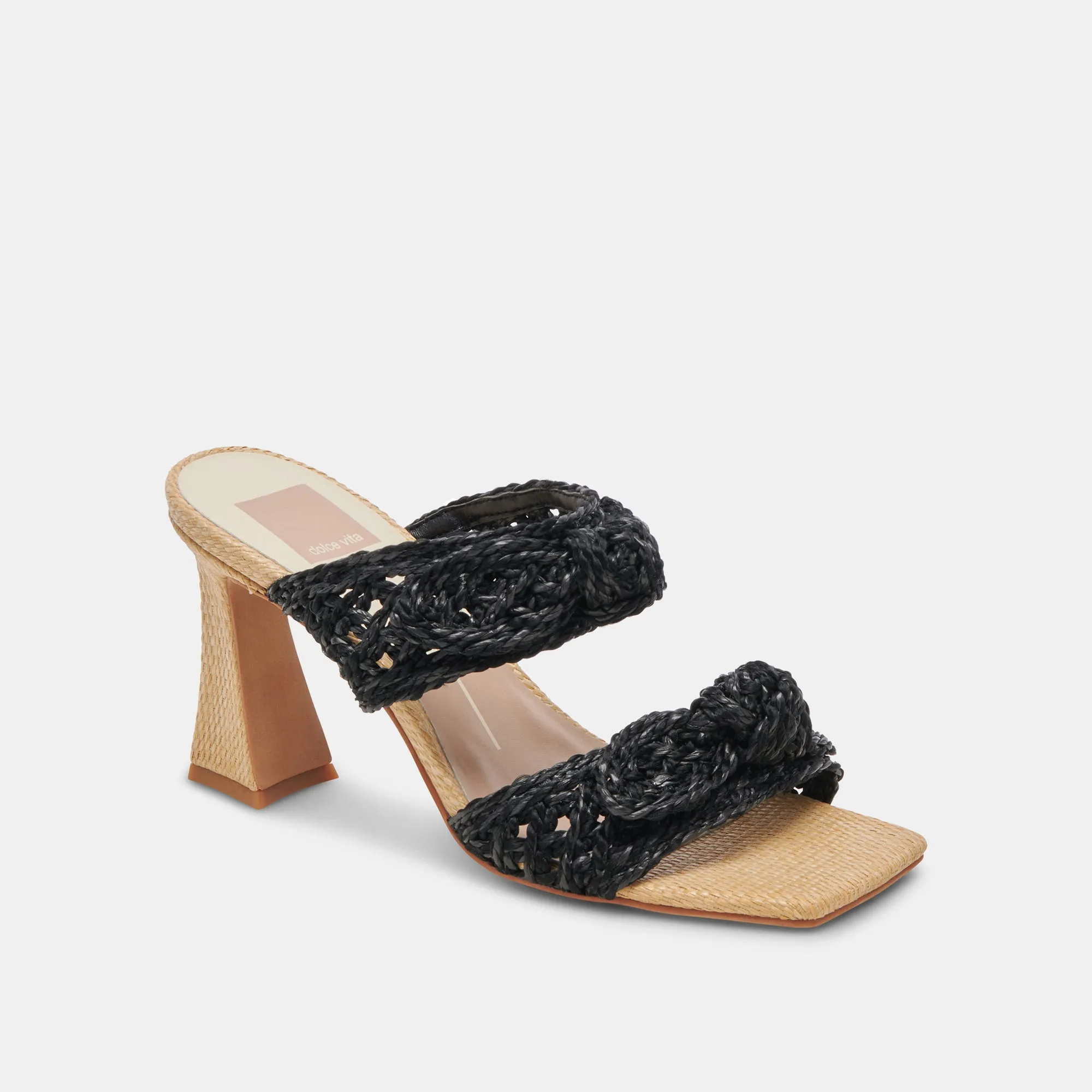 NIYAH HEELS ONYX RAFFIA