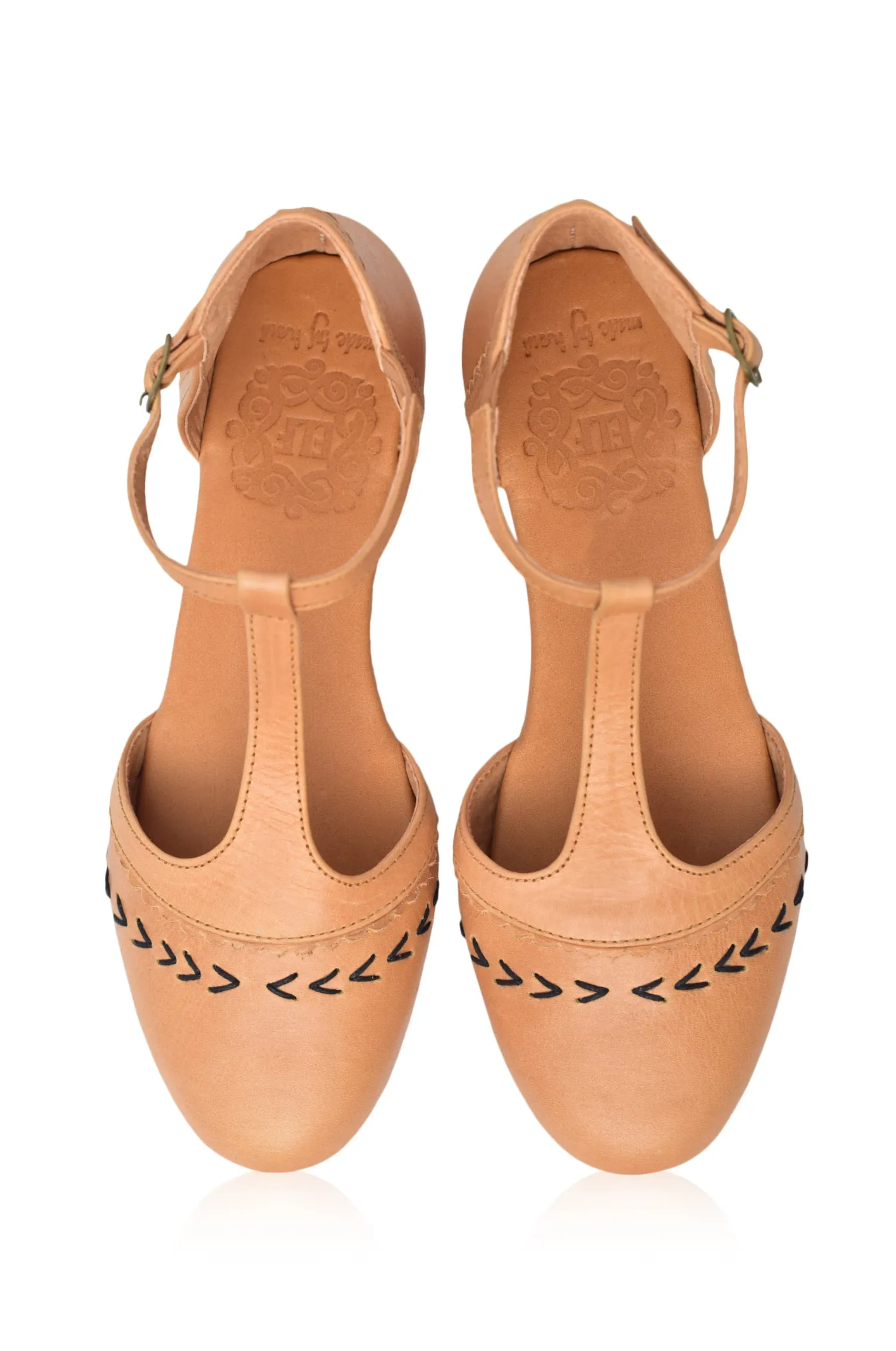 Wonderland T-strap Leather Flats